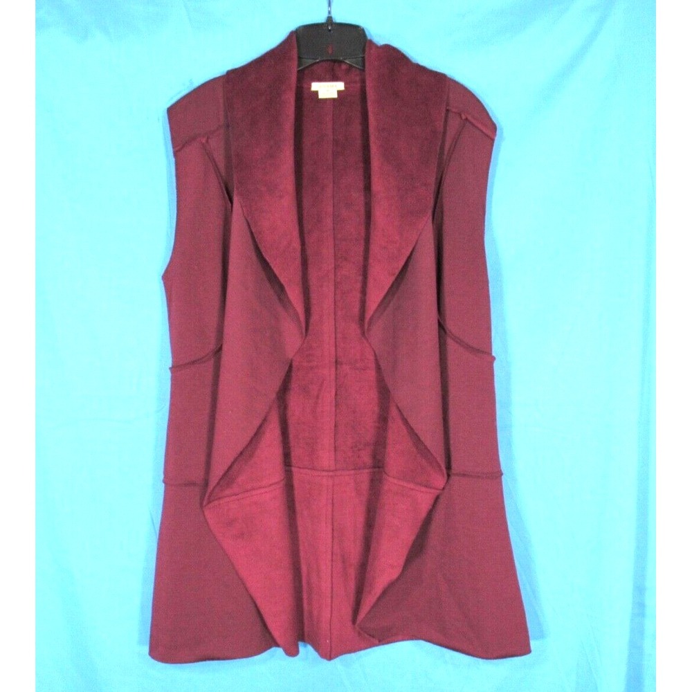 ANAMA Maroon Red DRAPED FRONT Sweatshirt/Faux Fur EXPOSED SEAMS Top Vest Sz M